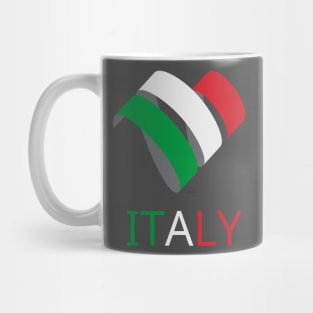 In this picture we see the flag of Italy in an unusual form. And also the name of the state is made in the colors of the flag itself. Mug